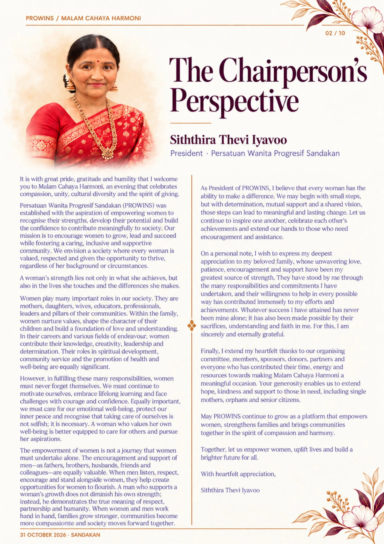 The Chairperson’s Perspective · Page 2 / 10