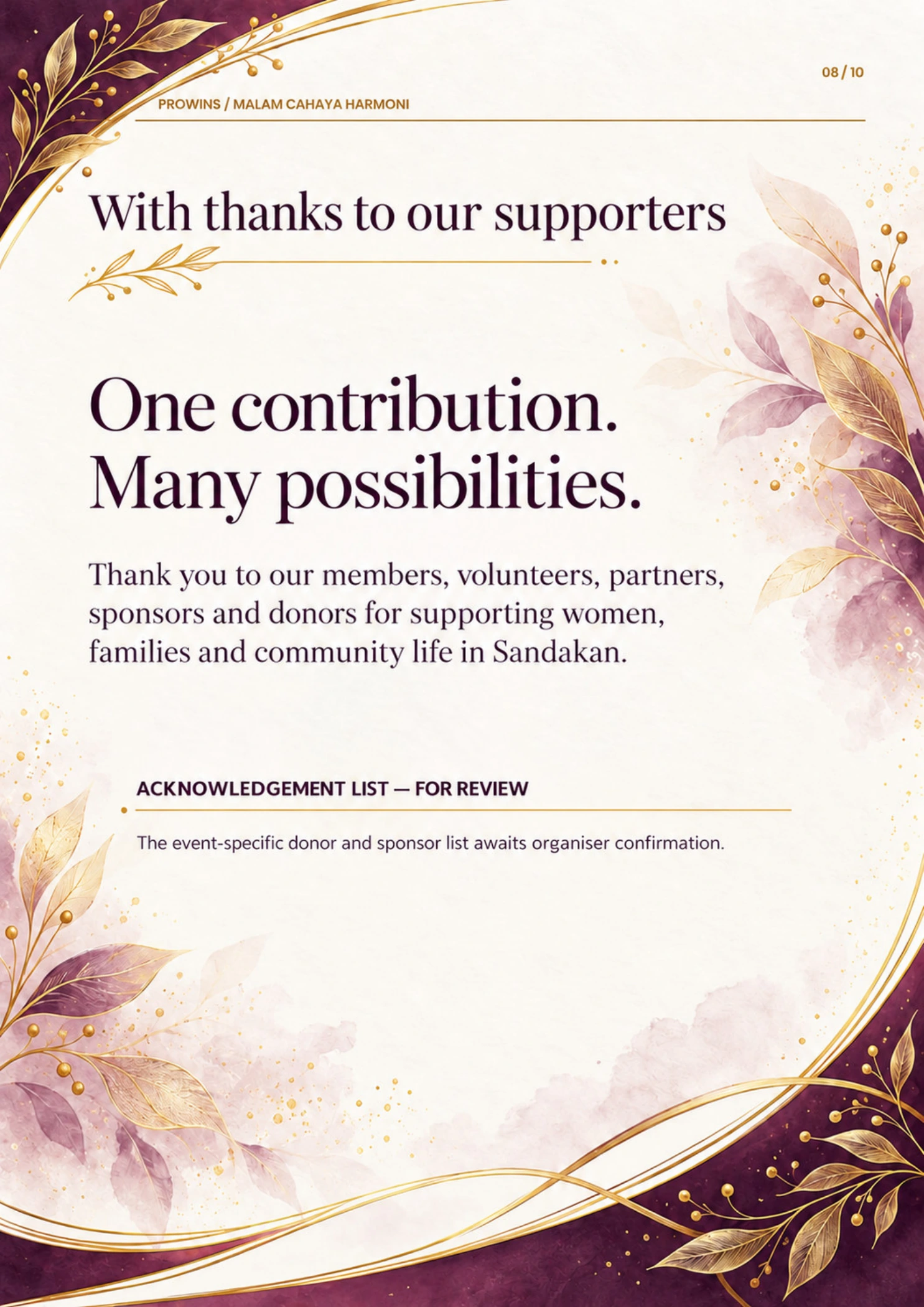 With thanks to our supporters · Page 8 / 10